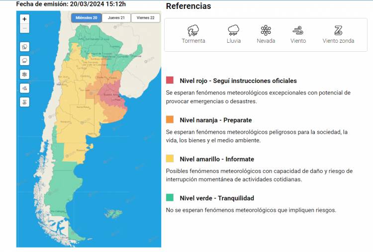 ALETA ROJO POR TORMENTAS EN LA REGION